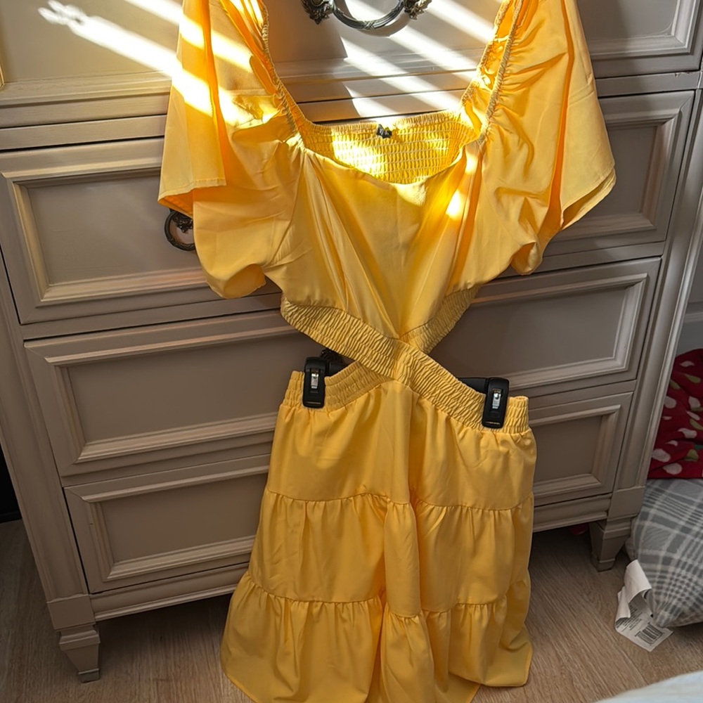 Yellow Ruffled Dress by LILLUSORY